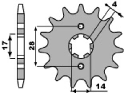 PBR standard steel 2107 - 420 12 teeth Gearbox output pinion Ref : PBR01572A / 1077569001 