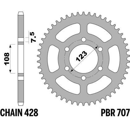 PBR C45 steel standard 707 - 428 52 teeth Sprocket
