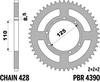 PBR standard steel - 428 45 teeth Sprocket