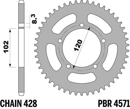 PBR standard steel 4571 - 428 47 teeth Sprocket