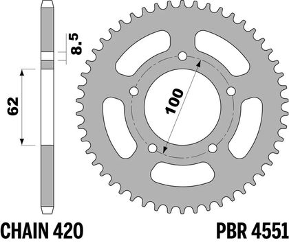 PBR standard steel - 420 52 teeth Sprocket