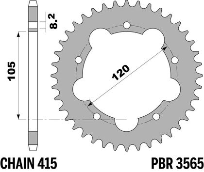 PBR standard steel - 415 45 teeth Sprocket