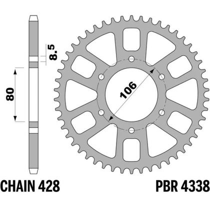 PBR ultra-light aluminium 428 56 teeth Sprocket