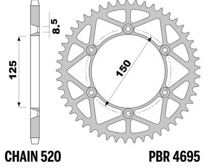PBR lightweight steel - 520 52 teeth Sprocket