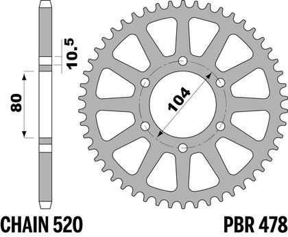 Couronne PBR alu renforcé - 520 48 dents