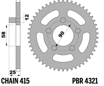 Zębatka PBR stal standardowy - 415 44 zęby