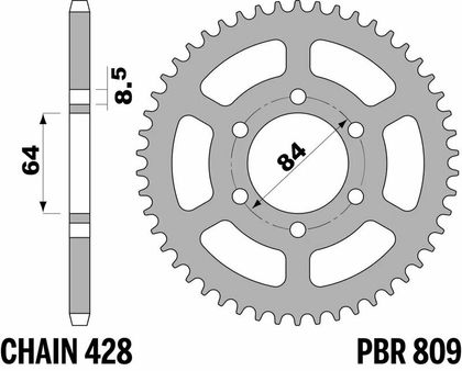Kolo PBR Acier Standard - 428 46 zubů