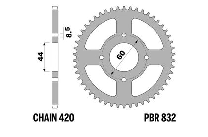 PBR standard stål - 420 45 tænder Bagtandhjul