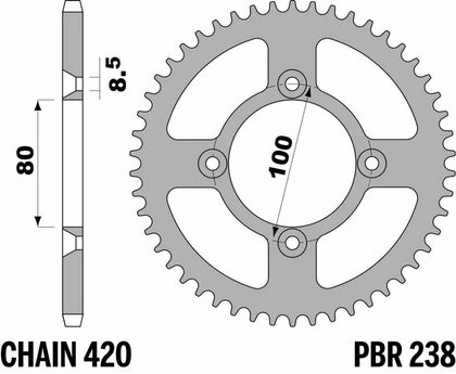 PBR Standard Stål - 420 47 tænder Bagtandhjul