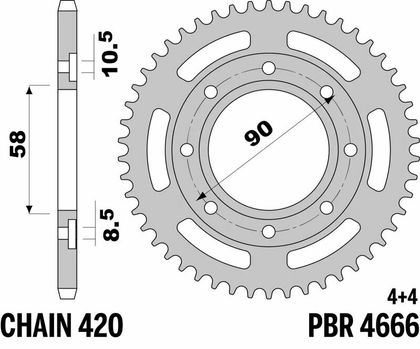 PBR standard stål - 420 37 tænder Bagtandhjul
