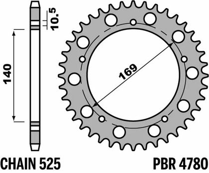 PBR standard stål - 525 45 tænder Bagtandhjul