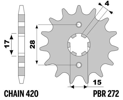 PBR standard stål - 420 14 tænder Fortandhjul