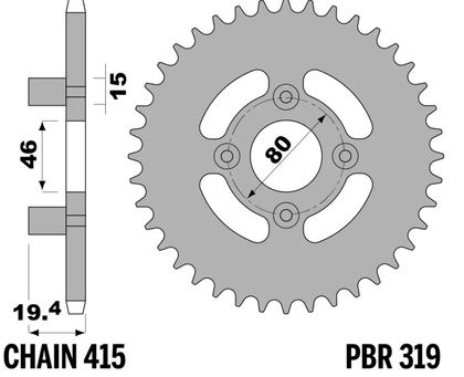 PBR standard stål - 415 46 tænder Bagtandhjul