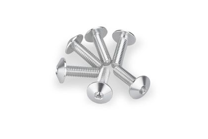 Puig In geanodiseerd aluminium Zilveren Bellen 6 Bouten M6x20 Kop diameter 13,9mm Kofferboutset Universeel