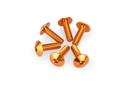 Puig In geanodiseerd aluminium oranje bellen 6 schroeven M6x20 kop diameter 13,9mm Kofferboutset Universeel