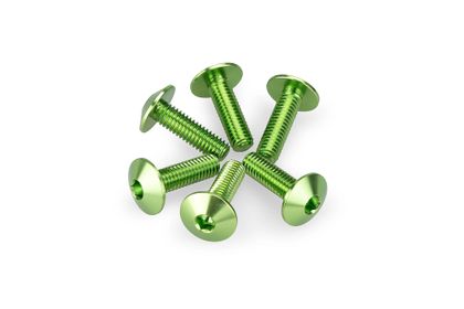 Puig In Geanodiseerd Aluminium Groene Bellen 6 Schroeven M6x20 Kop diameter 13,9mm Kofferboutset Universeel