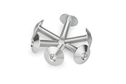 Puig In geanodiseerd aluminium Zilver 6 Schroeven M6x20 Kop diameter 16,8mm Kofferboutset Universeel