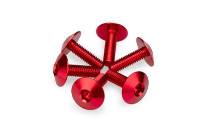 Puig In geanodiseerd aluminium Rode Bubbles 6 Bouten M6x20 Kop diameter 16,8mm Kofferboutset Universeel