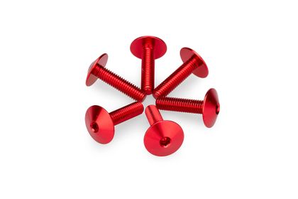 Puig In geanodiseerd aluminium Rode Bubbles 6 Bouten M5x15 Kop diameter 13,9mm Kofferboutset Universeel