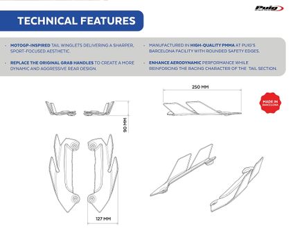 Puig Matte Black Rear Shell Lateral fins