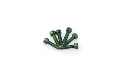 Puig In Geanodiseerd Aluminium Groene Blister 6 allen schroeven M5x20mm Kofferboutset Universeel