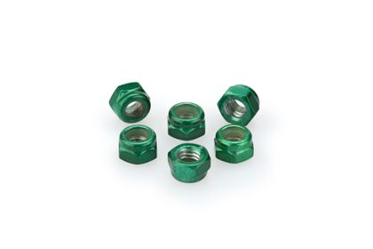 Puig In Geanodiseerd Aluminium Groene Blister 6 moer M5 Kofferboutset Universeel