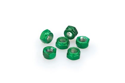 Puig In Geanodiseerd Aluminium Groene Blister 6 moer M6 Kofferboutset Universeel