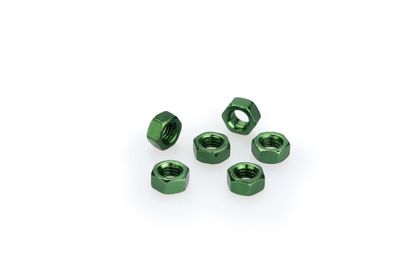 Puig In Geanodiseerd Aluminium Groene Blister 6 moer M5 Kofferboutset Universeel