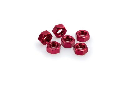 Puig In geanodiseerd rood aluminium BLISTER 6 moeren M8 Kofferboutset Universeel