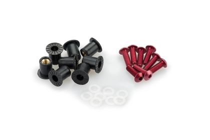 Puig In geanodiseerd aluminium Rode Bubbles BLISTER 6 SCHROEVEN M5 Kofferboutset Universeel