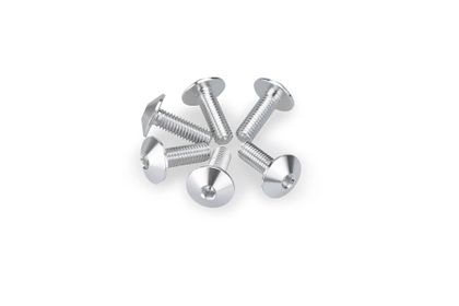 Puig In geanodiseerd aluminium Zilveren Bubbles 6 Bouten M5x15 Kop diameter 11,8mm Kofferboutset Universeel
