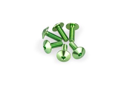 Puig In geanodiseerd aluminium Groene Bellen 6 Schroeven M5x15 Kop diameter 11,8mm Kofferboutset Universeel