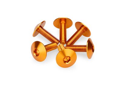 Puig In geanodiseerd aluminium oranje bellen 6 schroeven M6x20 kop diameter 16,8mm Kofferboutset Universeel