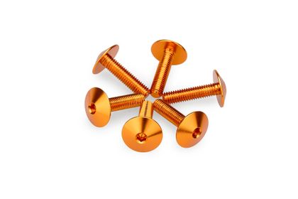 Puig In geanodiseerd aluminium oranje bubbels 6 schroeven M5x15 kop diameter 13,9mm Kofferboutset Universeel