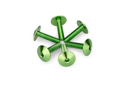 Puig In geanodiseerd aluminium Groene Bubbles 6 Bouten M5x15 Kop diameter 13,9mm Kofferboutset Universeel