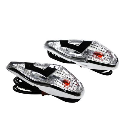 Replay WATER DROP DECORATION WING TRANSPARENT - CHROME ORANGE BULB L 62mm - H 23mm 18mm PAIR Universal Direction indicator