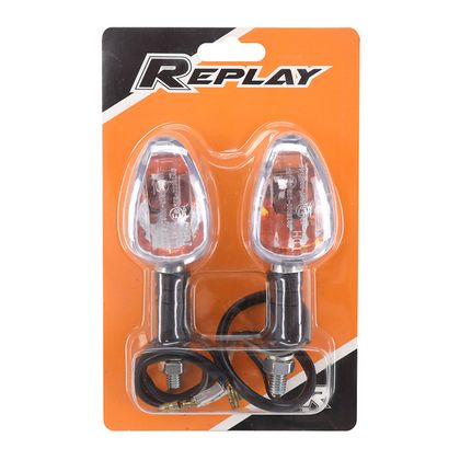Replay UNIVERSAL PYRAMID WITH BA15S BULB TRANSPARENT ABS BASE - CHROME LONG 95mm - H36mm 52mm CE APPROVED PAIR Universal Direction indicator