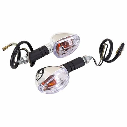 Replay UNIVERSAL PYRAMID WITH BA15S BULB TRANSPARENT ABS BASE - CHROME LONG 95mm - H36mm 52mm CE APPROVED PAIR Universal Direction indicator