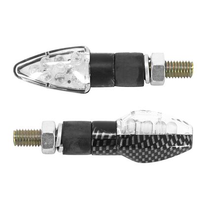 Clignotant Replay UNIVERSEL MICRO FLECHE 8 LEDS TRANSPARENT - CARBONE L 55mm - H 20mm 23mm HOMOLOGUE CE PAIRE Universel Ref : REPL00070A / 13642 