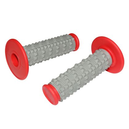Replay OFF ROAD MOTORCYCLE COBBLESTONE GREY - RED CLOSED END 115mm PAIR Universal Handlebar grips