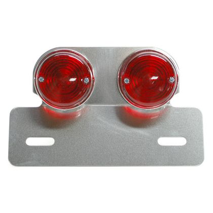 Replay STEUN NUMMERPLAAT LAMP 50 A DOOS - MOTOR ALU ROND ROOD 1 BUNDEL ZILVER L 171mm - H 30mm 105mm Achterlichten Universeel Ref: REPL00163A / 201 