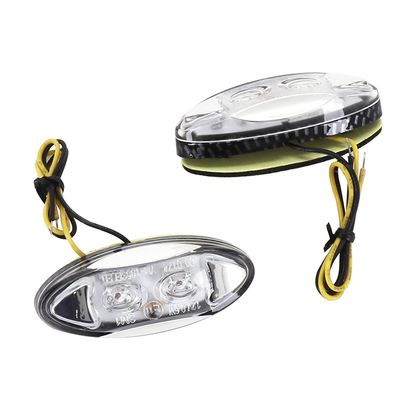 Replay UNIVERSAL MINI OVAL 2 LEDS TRANSPARENT - CARBON L 60mm - H 25mm 15mm CE APPROVED PAIR Universal Direction indicator