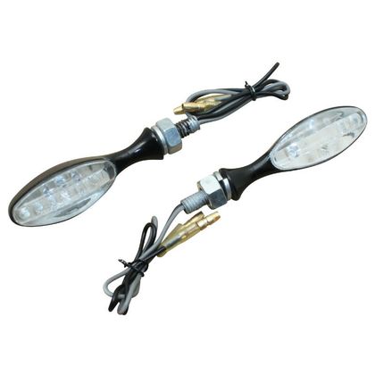 Replay UNIVERSEEL MINI OVAAL 9 LEDS TRANSPARANT - ZAMAC BEHUIZING L 65mm - H 20mm 21mm CE GOEDGEKEURD PAAR Richtingaanwijzer Universeel