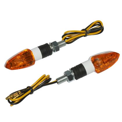 Clignotant Replay UNIVERSEL MICRO FLECHE A AMPOULE ORANGE - BLANC L 54mm - H 20mm 22mm HOMOLOGUE CE PAIRE Universel