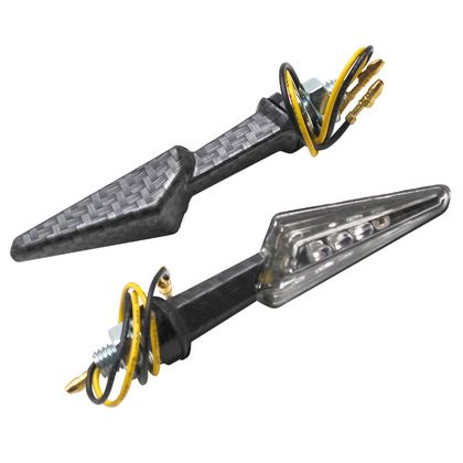 Replay UNIVERSAL MINI HALF ARROW LEDS TRANSPARENT - MATT CARBON L 81mm - H 21mm 28mm PAIR Universal Direction indicator