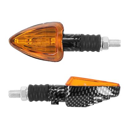 Replay UNIVERSAL TRIANGLE WITH BA9S ORANGE BULB - SHINY CARBON SHORT BASE L 78mm - H 37mm 27mm CE APPROVED PAIR Universal Direction indicator Ref : REPL00223A / 768 