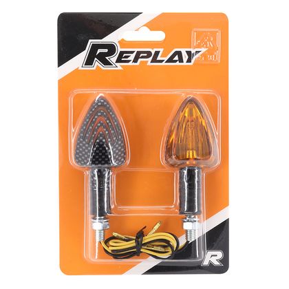 Replay UNIVERSAL TRIANGLE WITH BA9S ORANGE BULB - SHINY CARBON SHORT BASE L 78mm - H 37mm 27mm CE APPROVED PAIR Universal Direction indicator