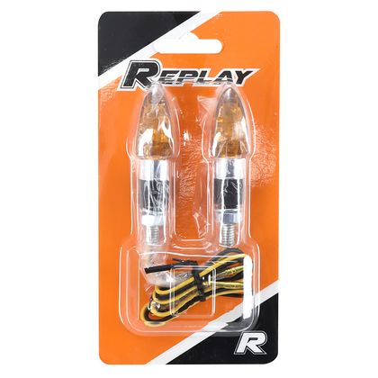 Clignotant Replay UNIVERSEL MICRO FLECHE A AMPOULE BAU9S ORANGE - CHROME L 54mm - H 20mm 21mm HOMOLOGUE CE PAIRE Universel