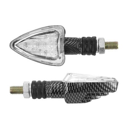 Replay UNIVERSAL MINI TRIANGLE 13 LEDS TRANSPARENT - CARBON L 78mm - H 37mm 28mm CE APPROVED PAIR Universal Direction indicator Ref : REPL00270A / 11504 