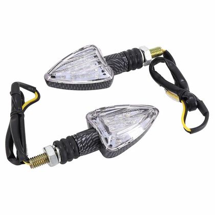 Replay UNIVERSAL MINI TRIANGLE 13 LEDS TRANSPARENT - CARBON L 78mm - H 37mm 28mm CE APPROVED PAIR Universal Direction indicator